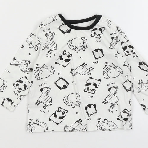 George Baby White   Basic T-Shirt Size 3-6 Months  - Animals