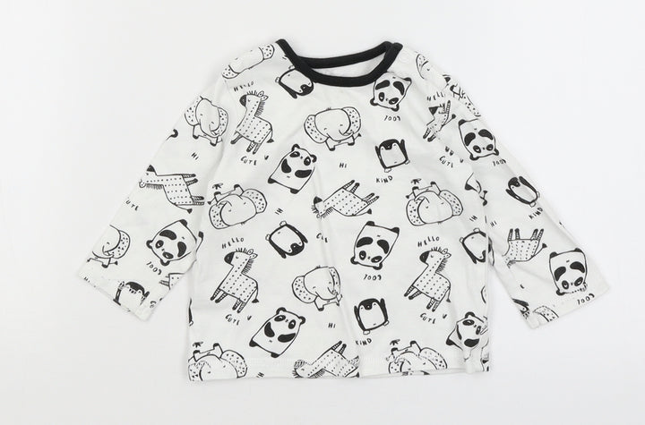 George Baby White Basic T-Shirt Size 3-6 Months - Animals