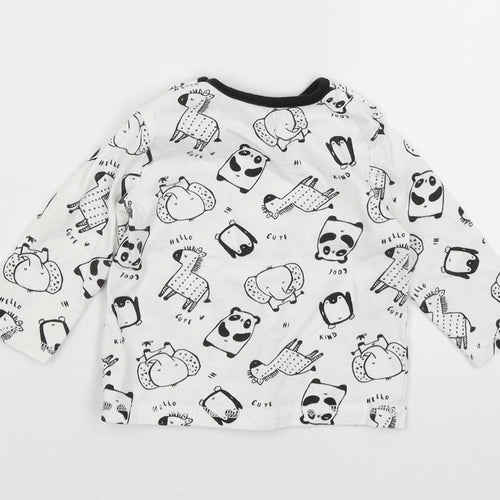 George Baby White   Basic T-Shirt Size 3-6 Months  - Animals