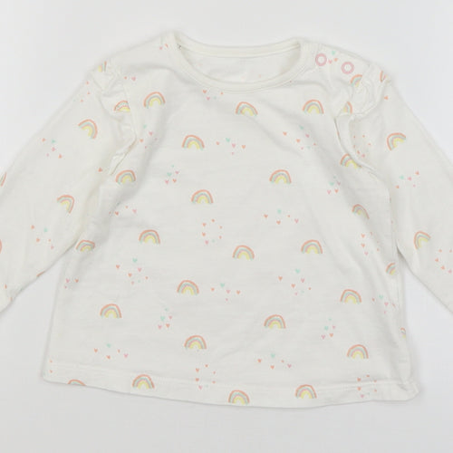 George Baby White   Basic T-Shirt Size 3-6 Months  - Rainbows
