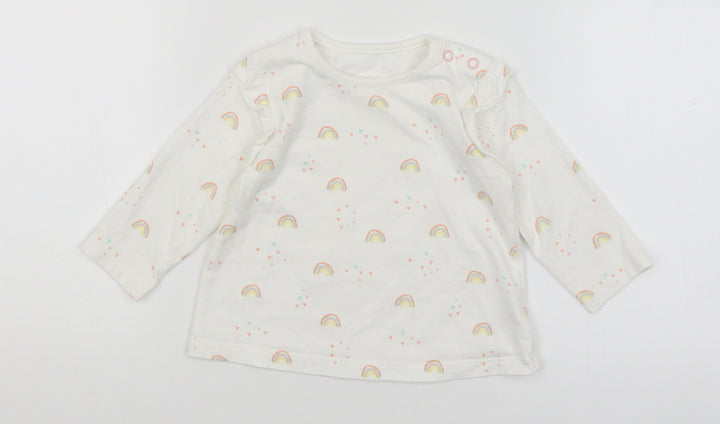 George Baby White   Basic T-Shirt Size 3-6 Months  - Rainbows