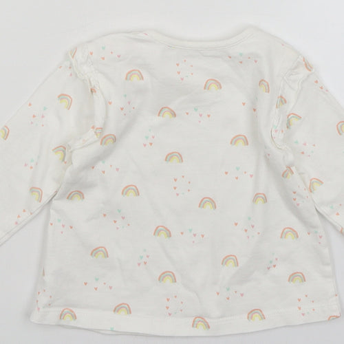 George Baby White   Basic T-Shirt Size 3-6 Months  - Rainbows