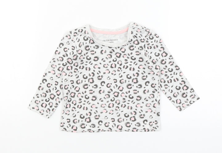 Primark Baby Grey Animal Print Basic T-Shirt Size 3-6 Months