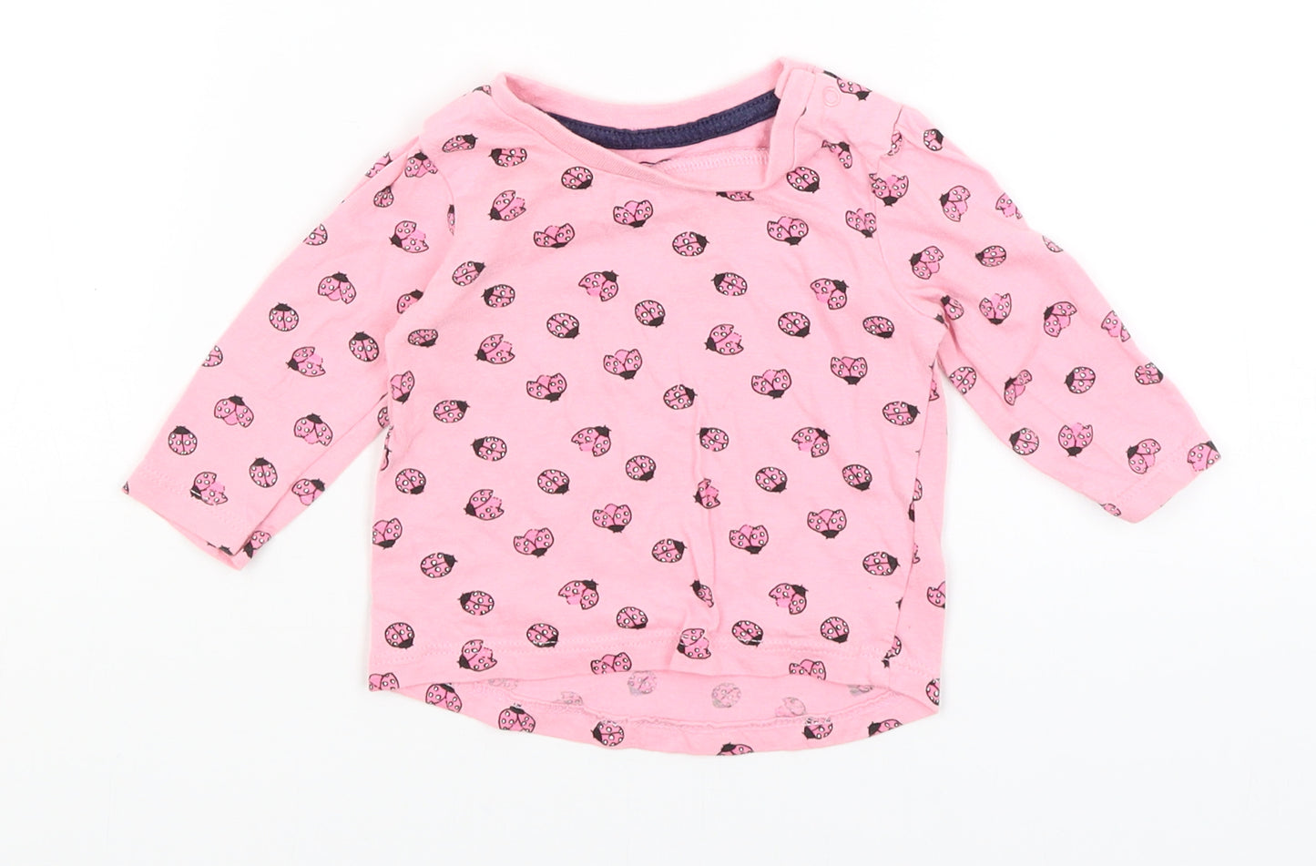 Primark Baby Pink   Basic T-Shirt Size 3-6 Months  - Ladybugs