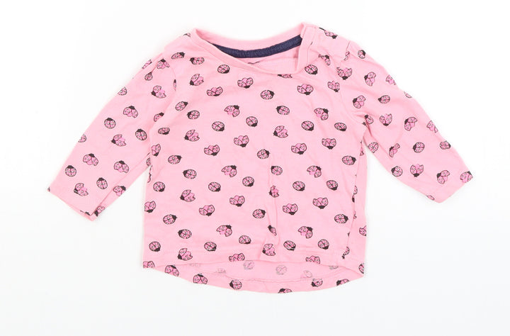 Primark Baby Pink   Basic T-Shirt Size 3-6 Months  - Ladybugs