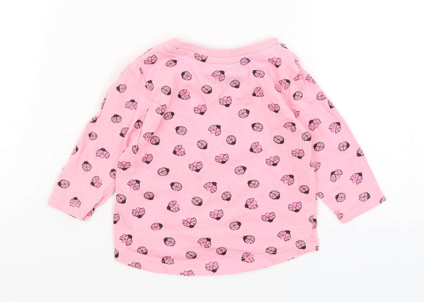 Primark Baby Pink   Basic T-Shirt Size 3-6 Months  - Ladybugs