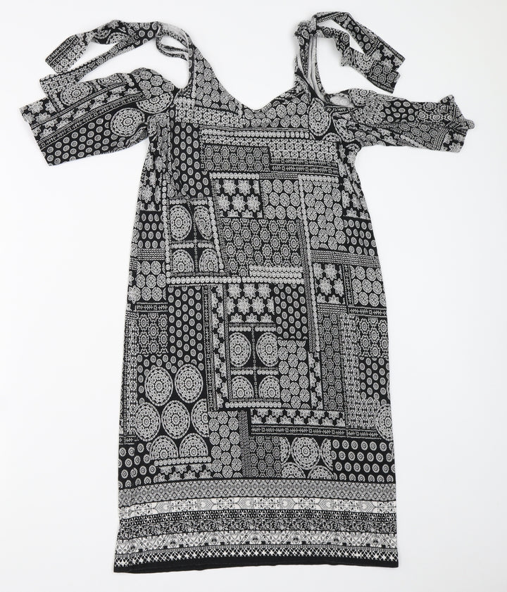 George Womens Black Geometric Bodycon Size 8