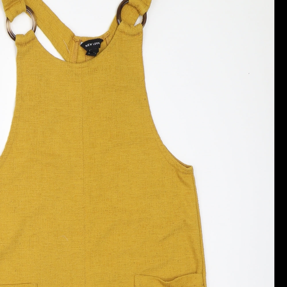 New Look Womens Yellow   Pinafore/Dungaree Dress  Size 8