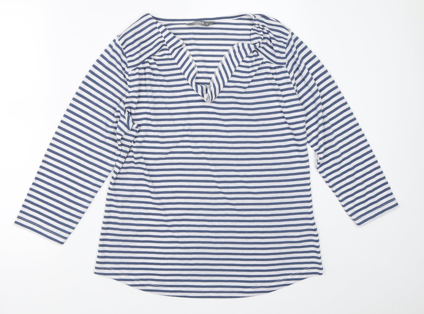 Nutmeg Womens Blue Striped  Pullover Jumper Size 12
