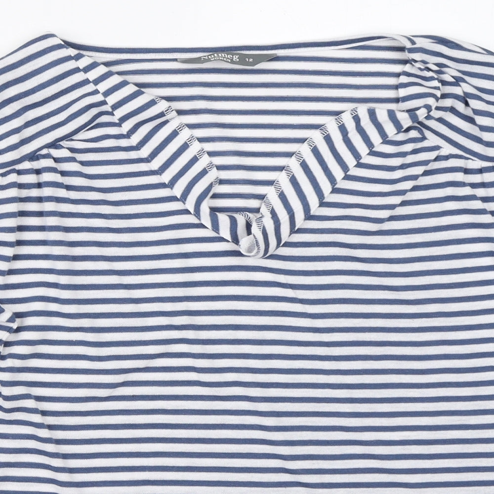 Nutmeg Womens Blue Striped  Pullover Jumper Size 12