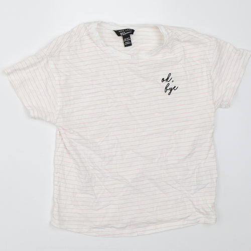 New Look Girls White Striped  Basic T-Shirt Size 10-11 Years