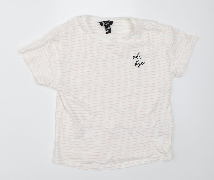 New Look Girls White Striped  Basic T-Shirt Size 10-11 Years