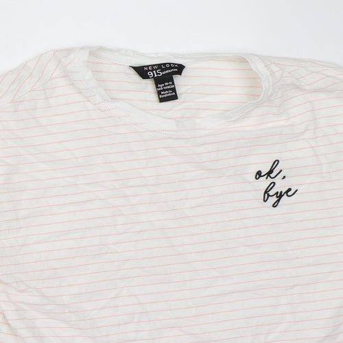 New Look Girls White Striped  Basic T-Shirt Size 10-11 Years