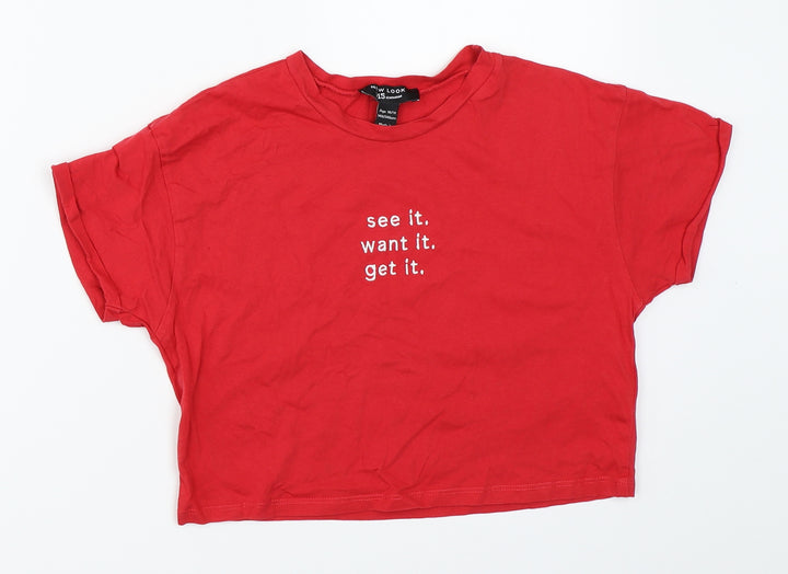 New Look Girls Red   Cropped T-Shirt Size 10-11 Years