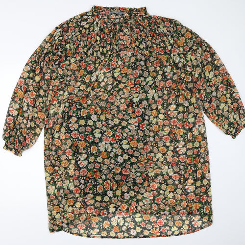 Nutmeg Womens Black Floral  Shift  Size 12