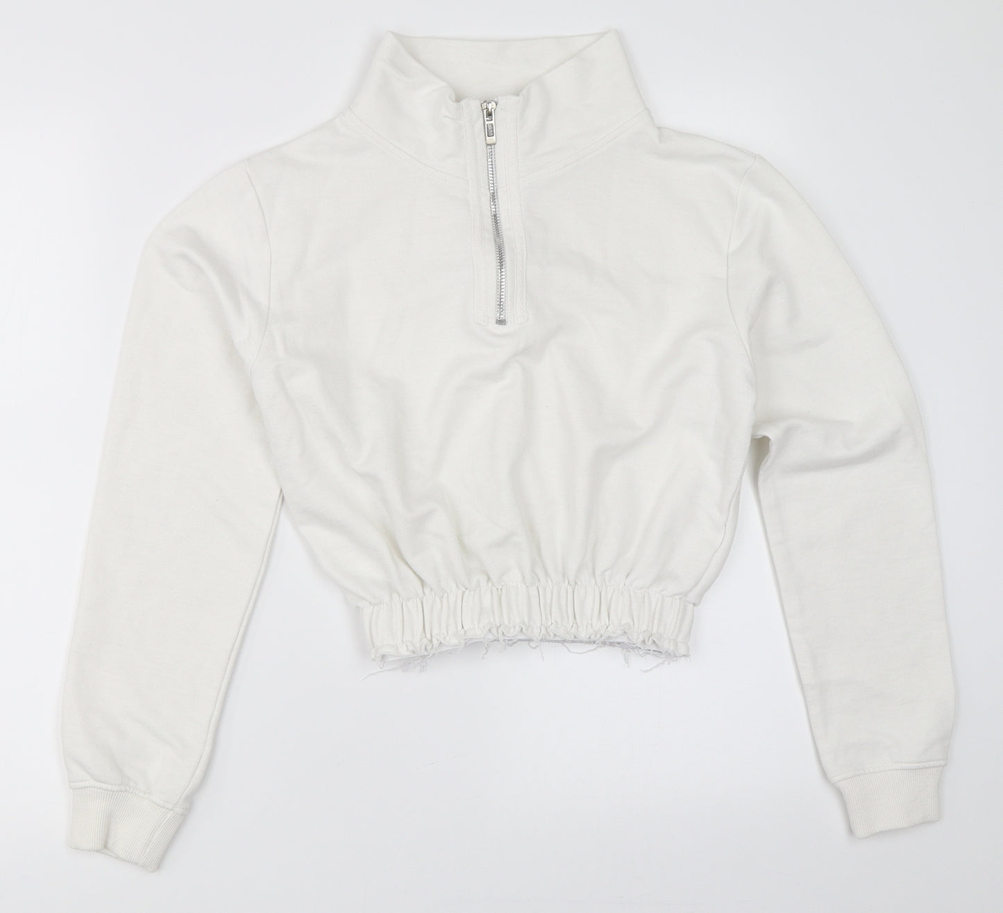 PRETTYLITTLETHING Womens White   Henley Sweatshirt Size S