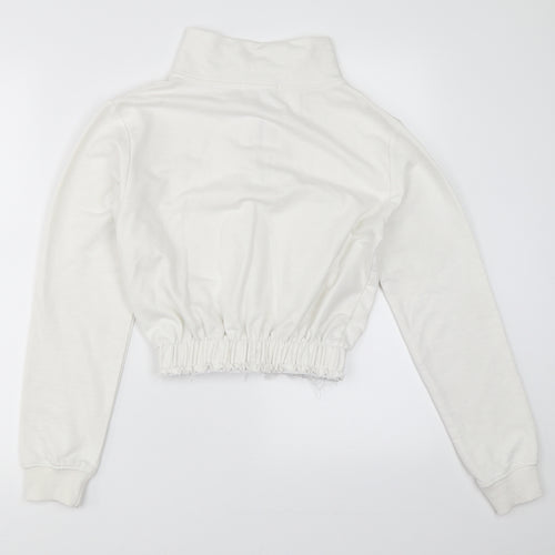 PRETTYLITTLETHING Womens White   Henley Sweatshirt Size S