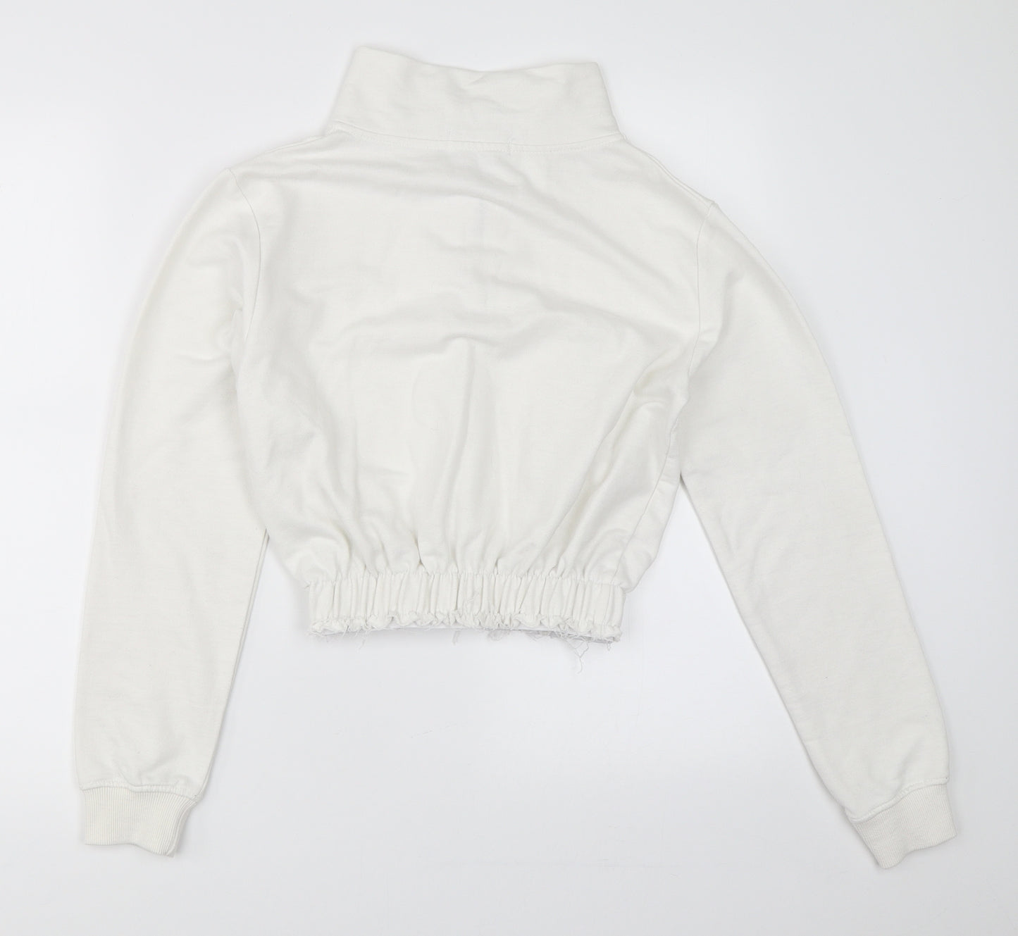 PRETTYLITTLETHING Womens White   Henley Sweatshirt Size S