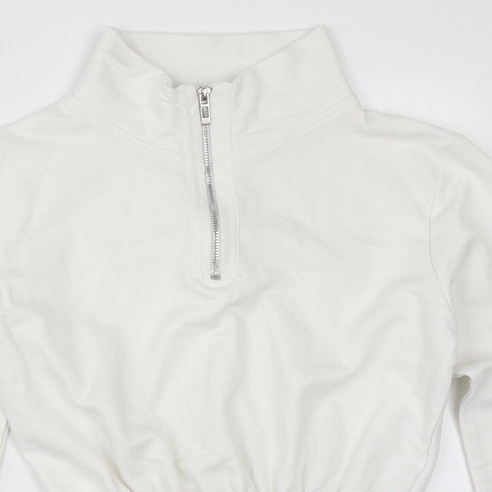 PRETTYLITTLETHING Womens White   Henley Sweatshirt Size S