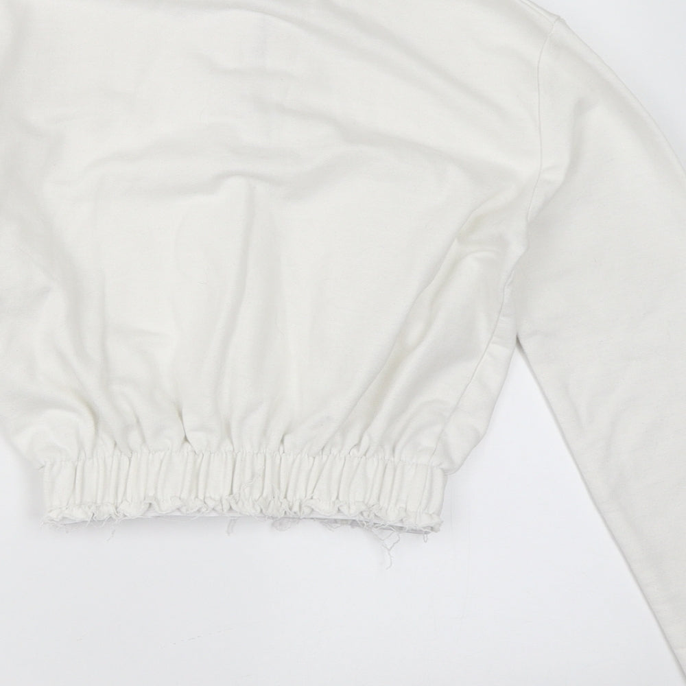PRETTYLITTLETHING Womens White   Henley Sweatshirt Size S