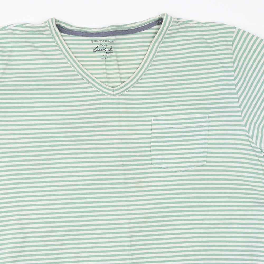 Tchibo Mens Green Striped   T-Shirt Size L