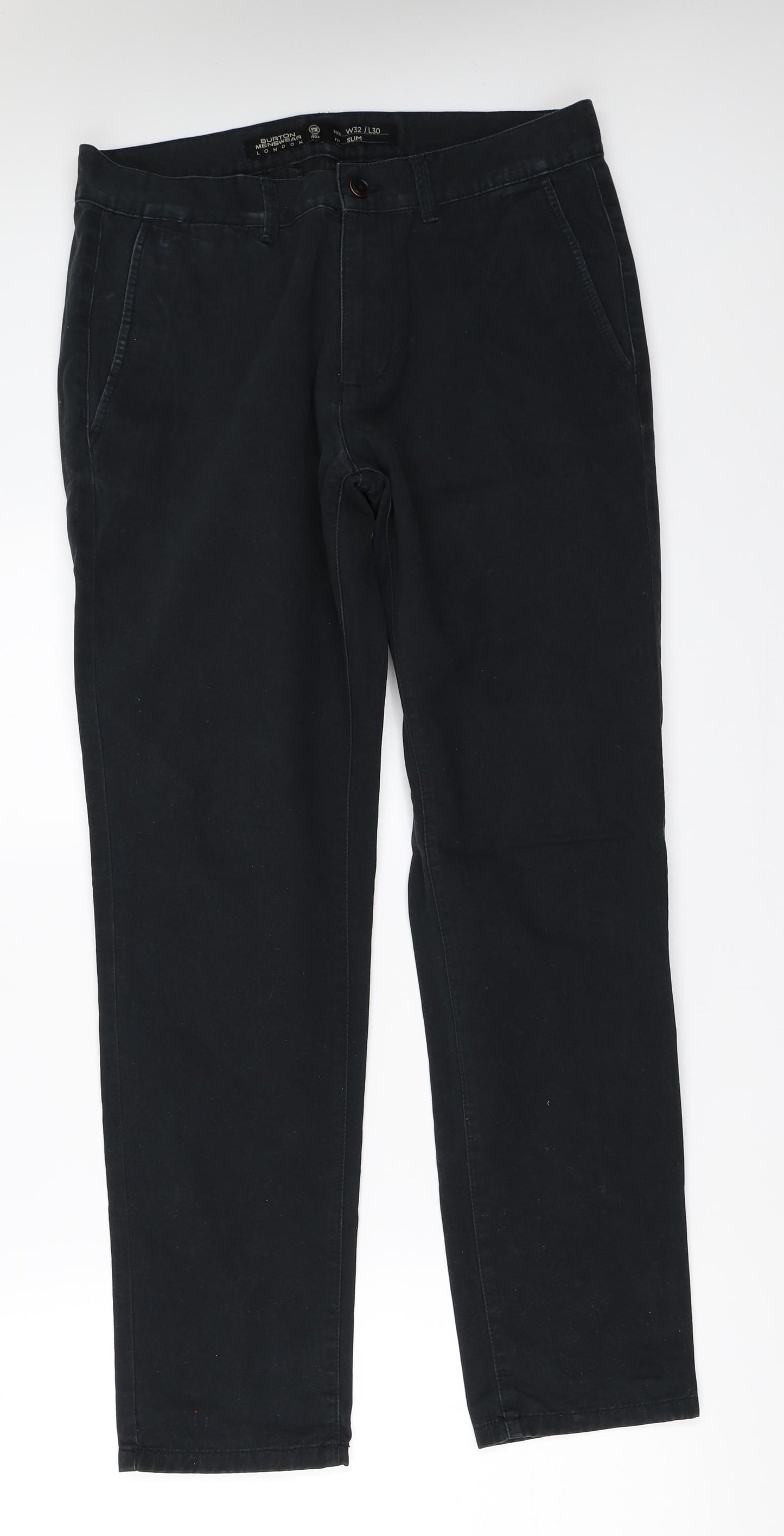 Burton Mens Black   Chino Trousers Size 32 in L30 in