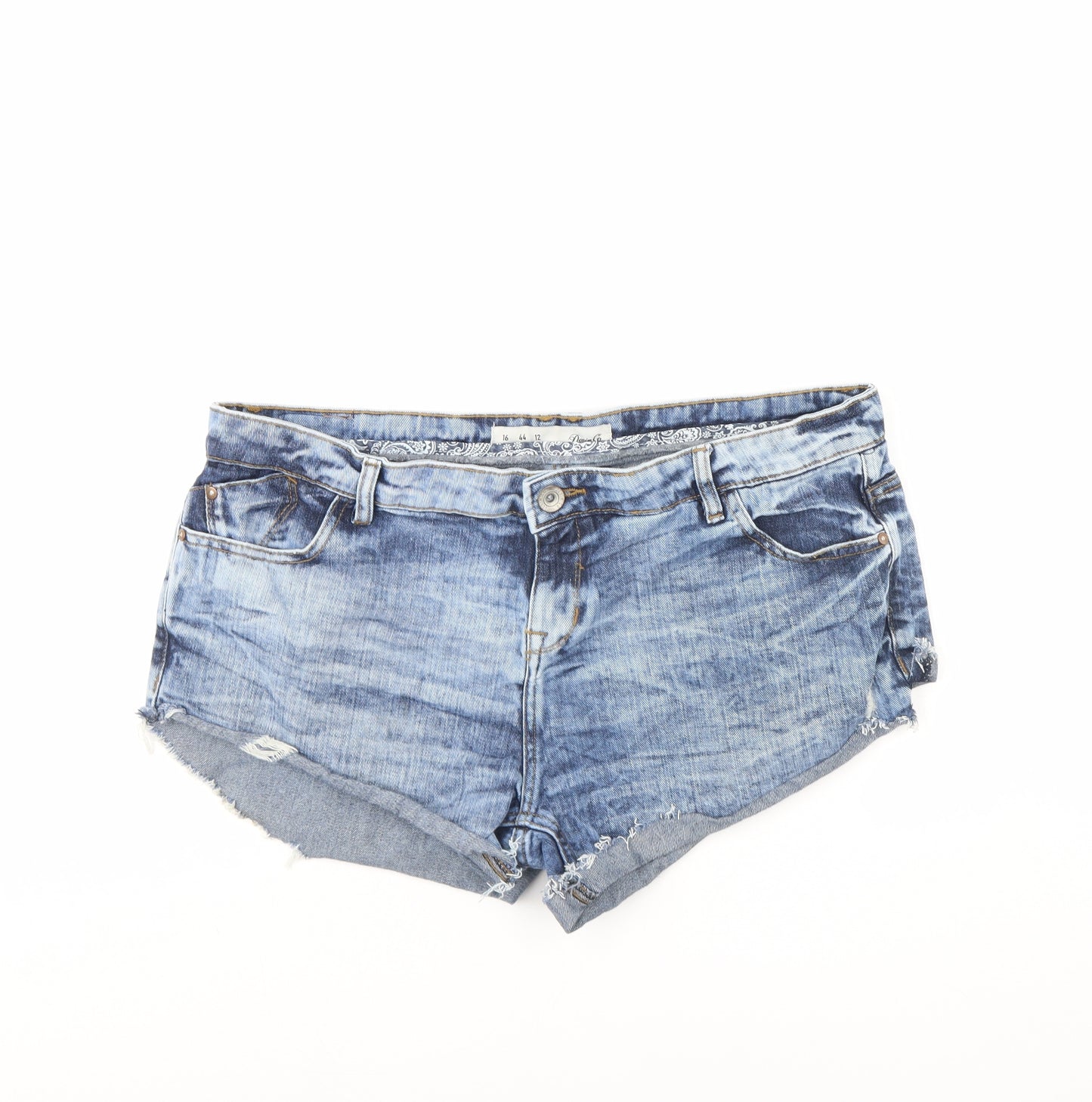 Denim & Co. Womens Blue  Denim Cut-Off Shorts Size 16