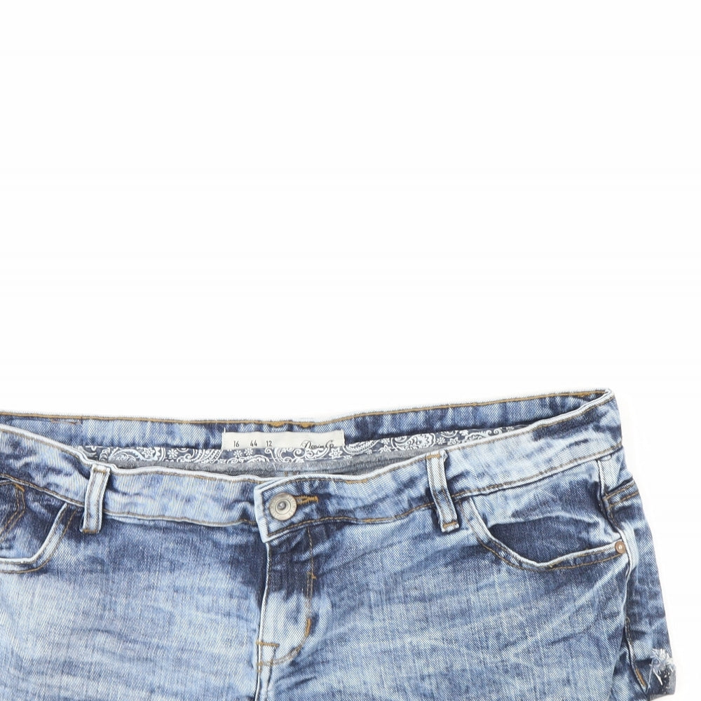 Denim & Co. Womens Blue  Denim Cut-Off Shorts Size 16
