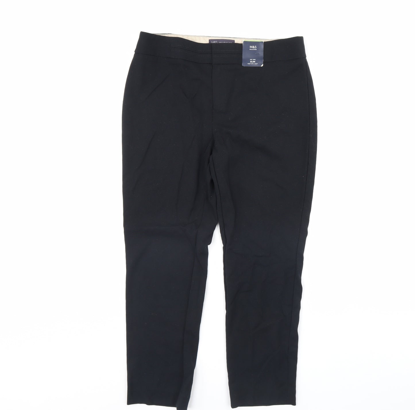 m&s Womens Black   Cropped Trousers Size 12 L28 in