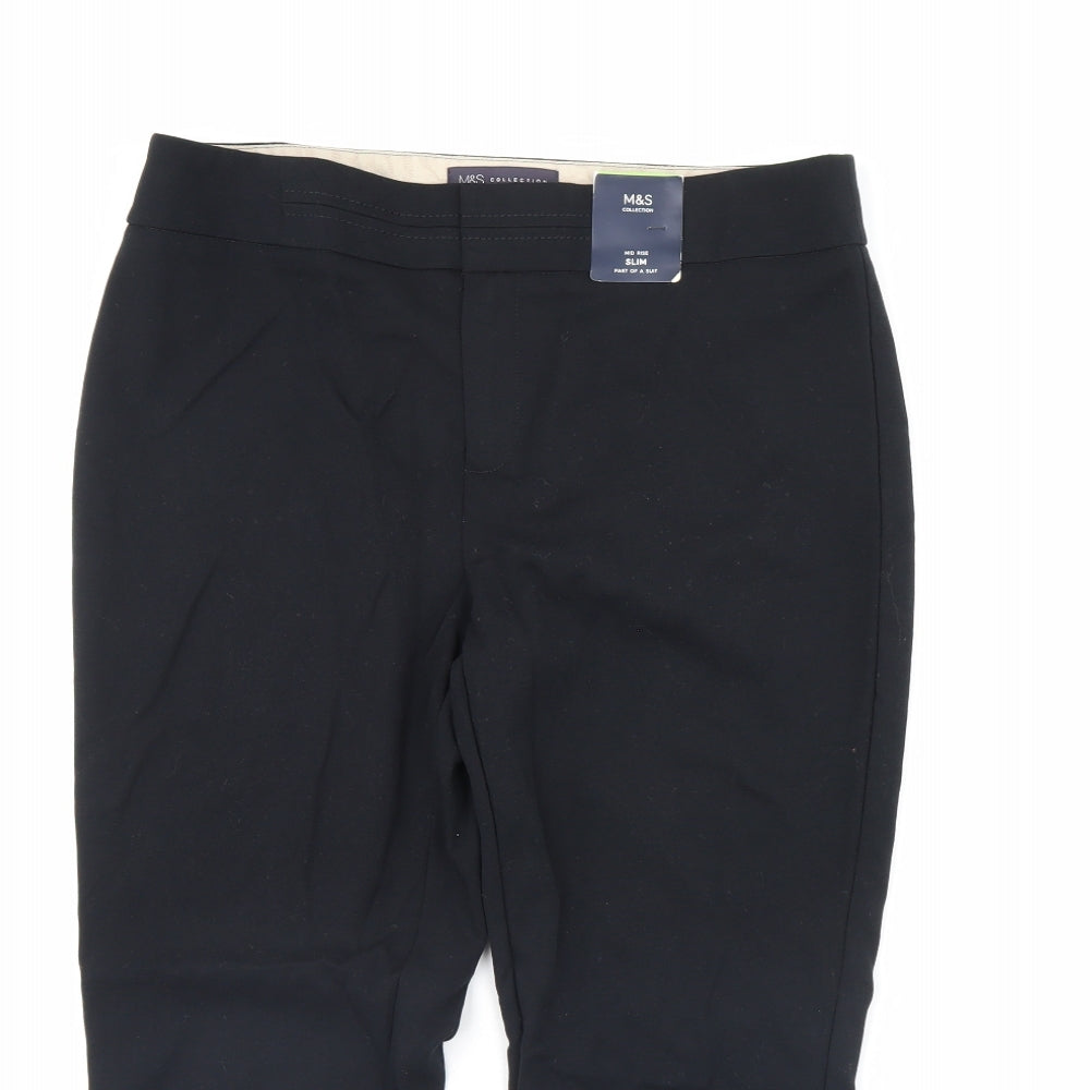 m&s Womens Black   Cropped Trousers Size 12 L28 in