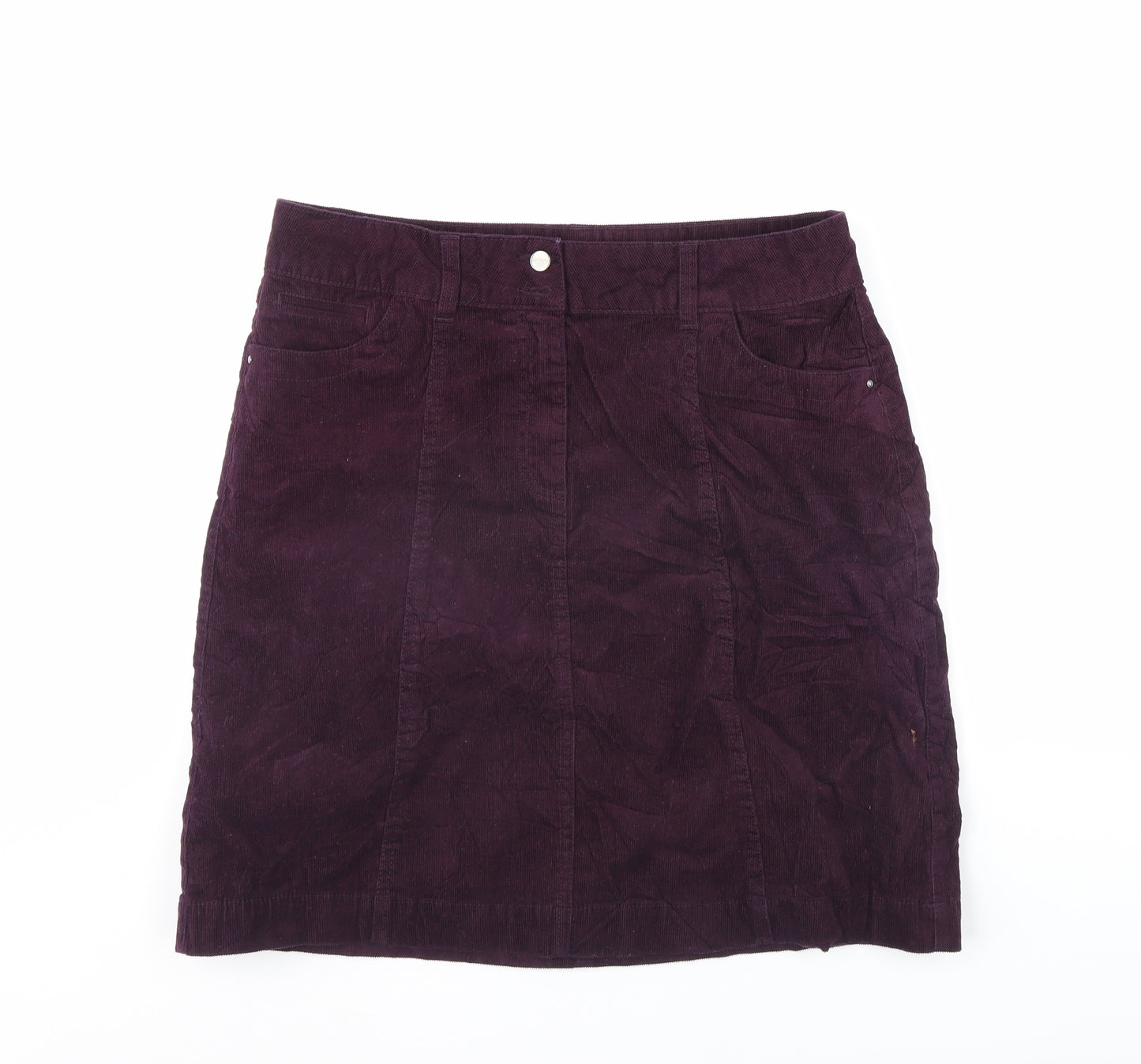 M&Co Womens Purple  Corduroy Mini Skirt Size 36 in