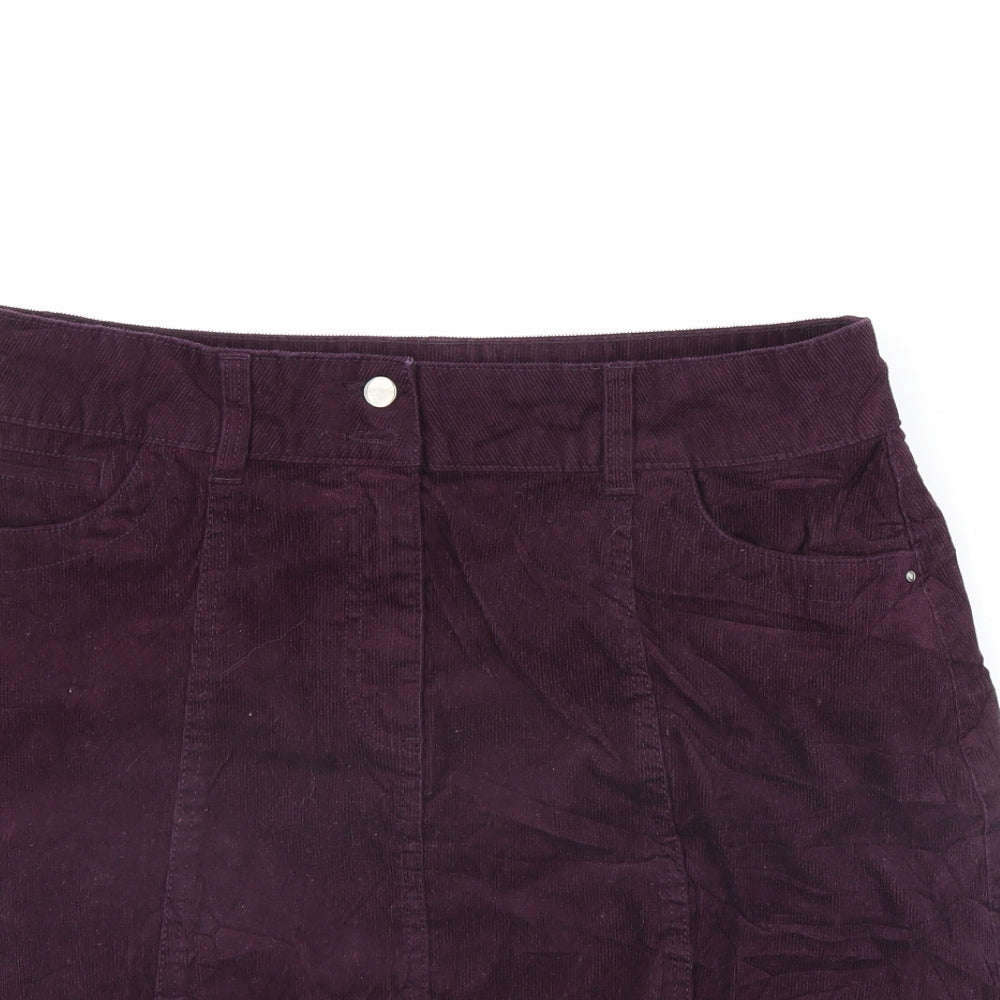 M&Co Womens Purple  Corduroy Mini Skirt Size 36 in