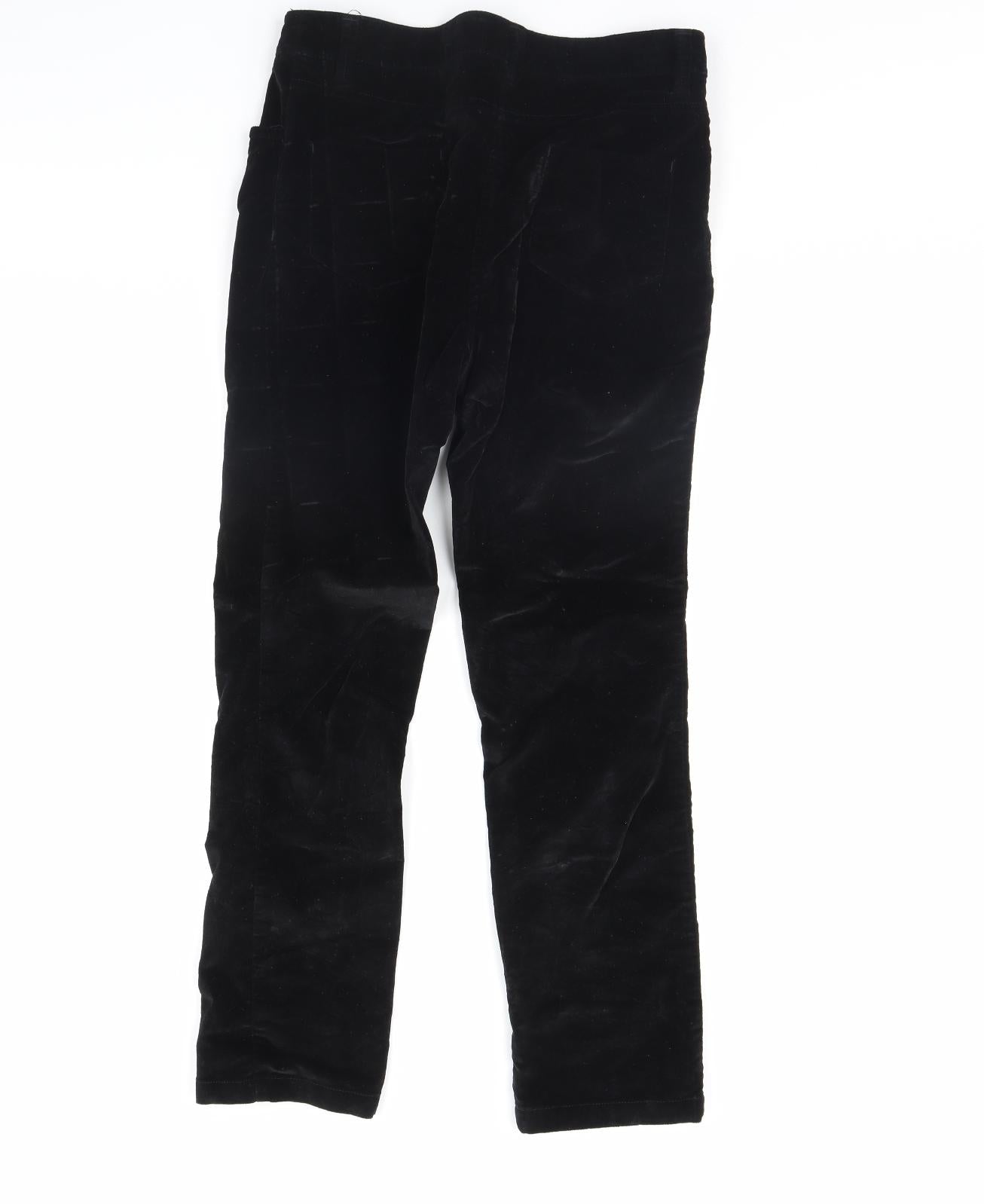Per Una Womens Black  Velour Trousers  Size 10 L29 in
