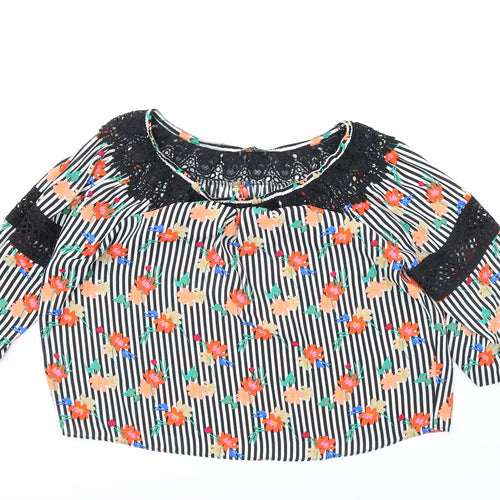 Papaya Womens White Striped  Basic Blouse Size 14