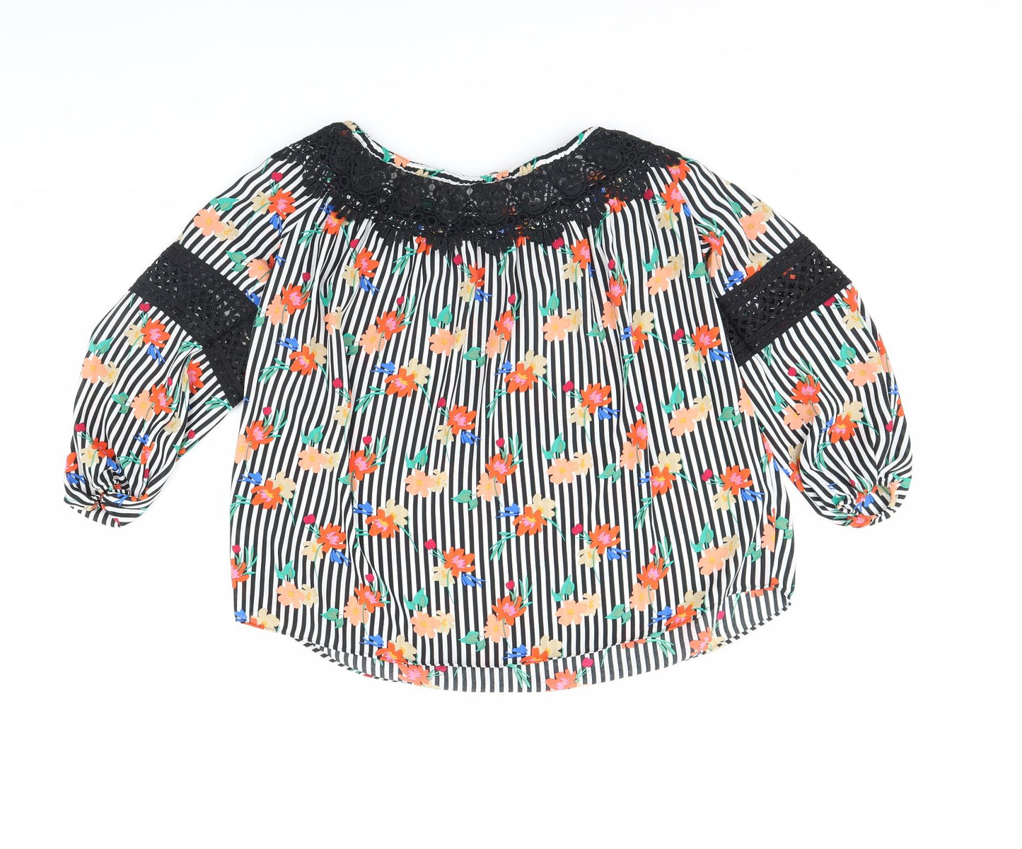 Papaya Womens White Striped  Basic Blouse Size 14