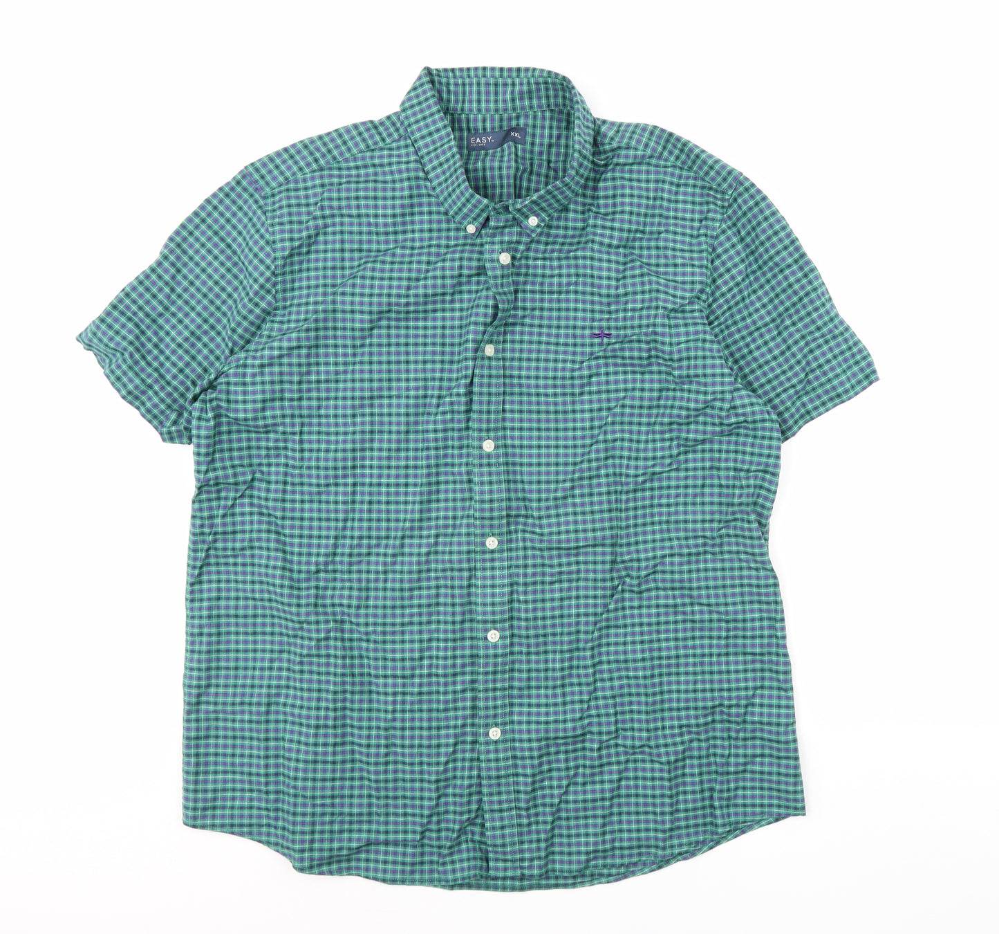 Easy Mens Green Check   Dress Shirt Size 2XL
