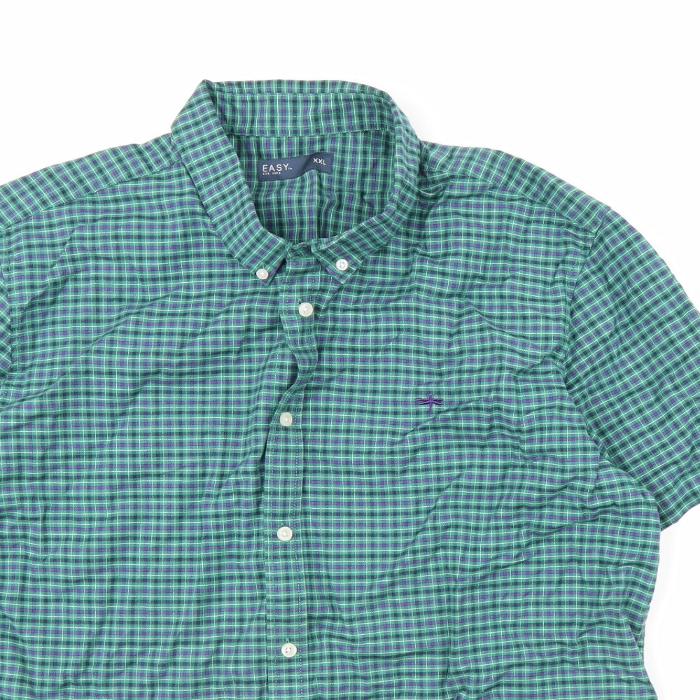 Easy Mens Green Check   Dress Shirt Size 2XL