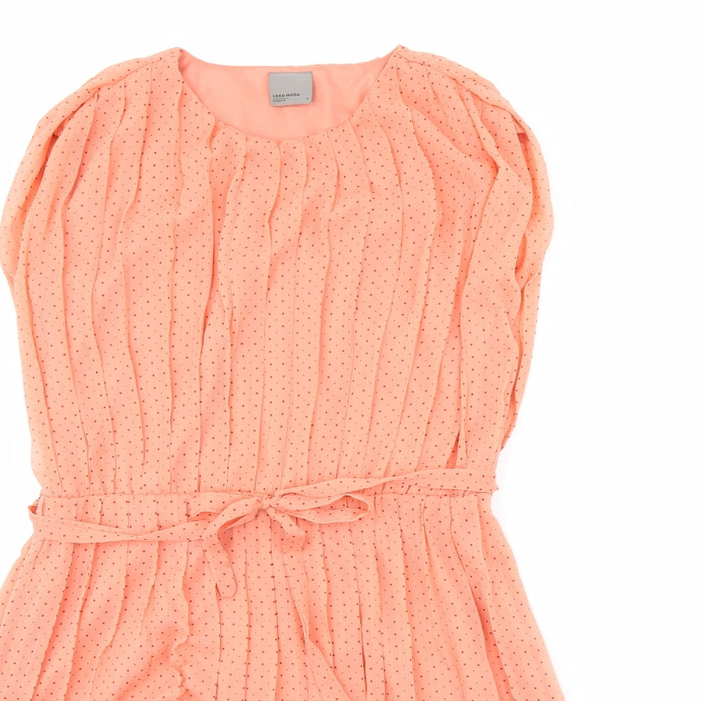 Vera Moda Womens Orange Polka Dot  Fit & Flare  Size S