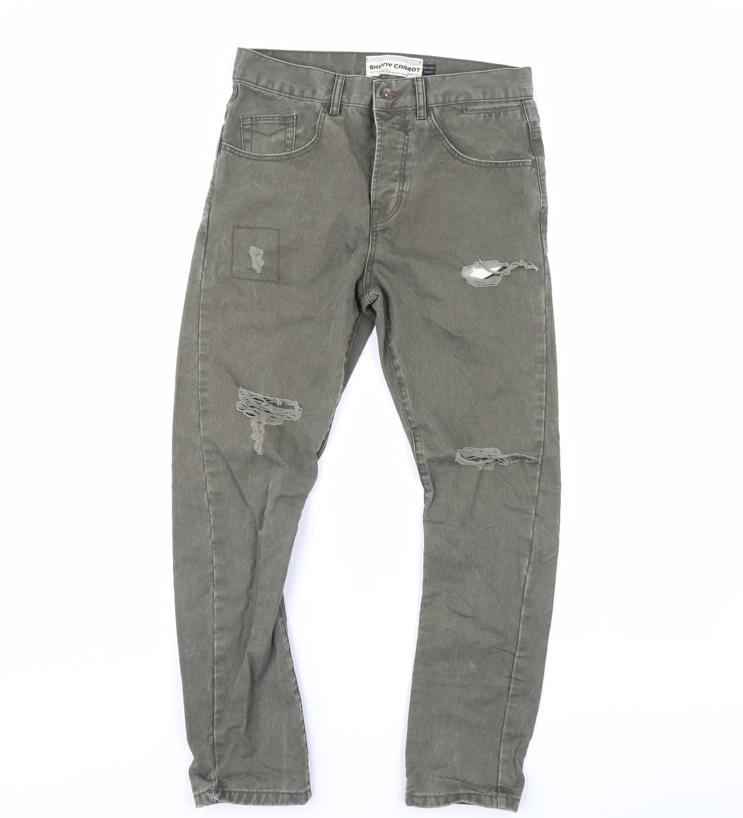 Topman Mens Green   Straight Jeans Size 32 L30 in
