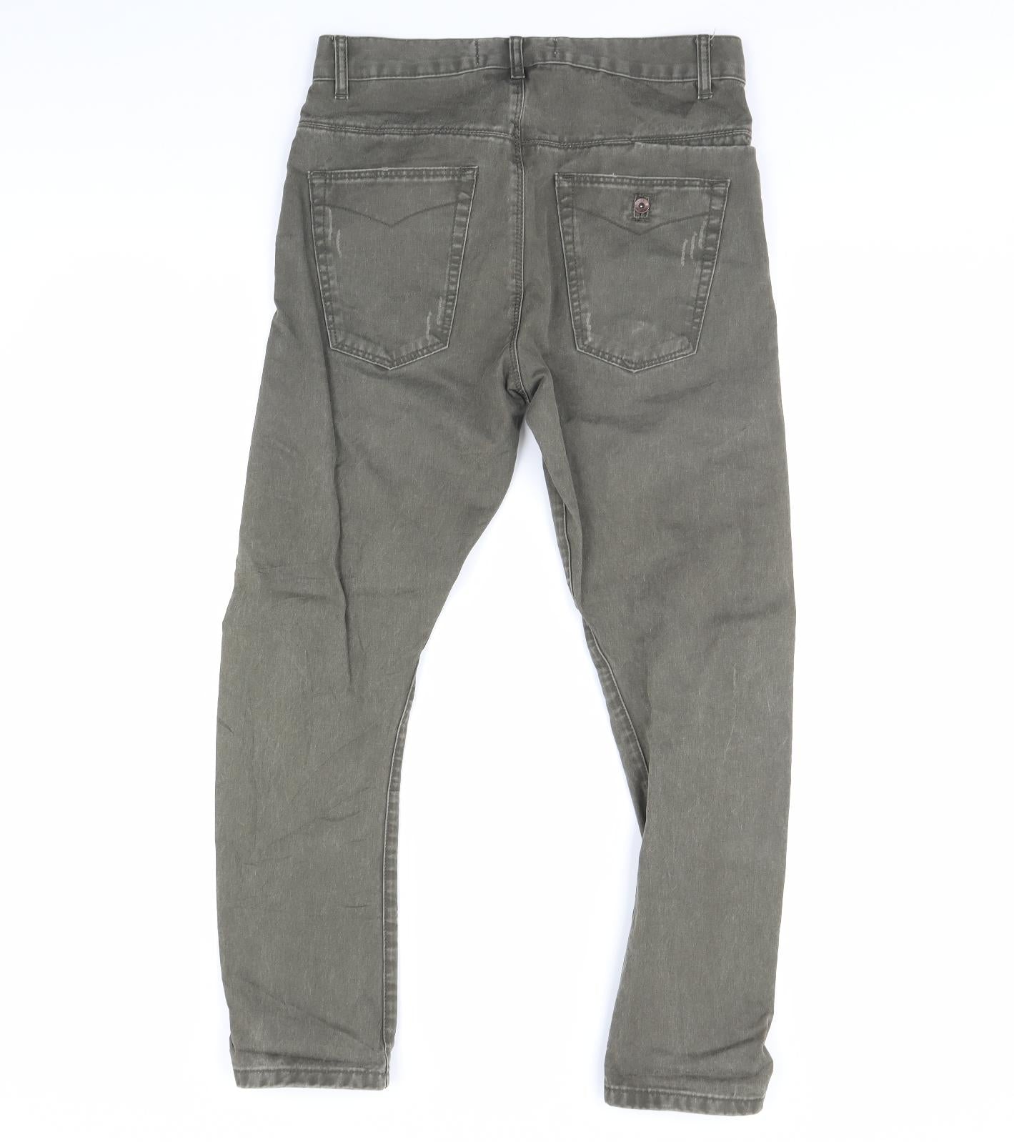 Topman Mens Green   Straight Jeans Size 32 L30 in