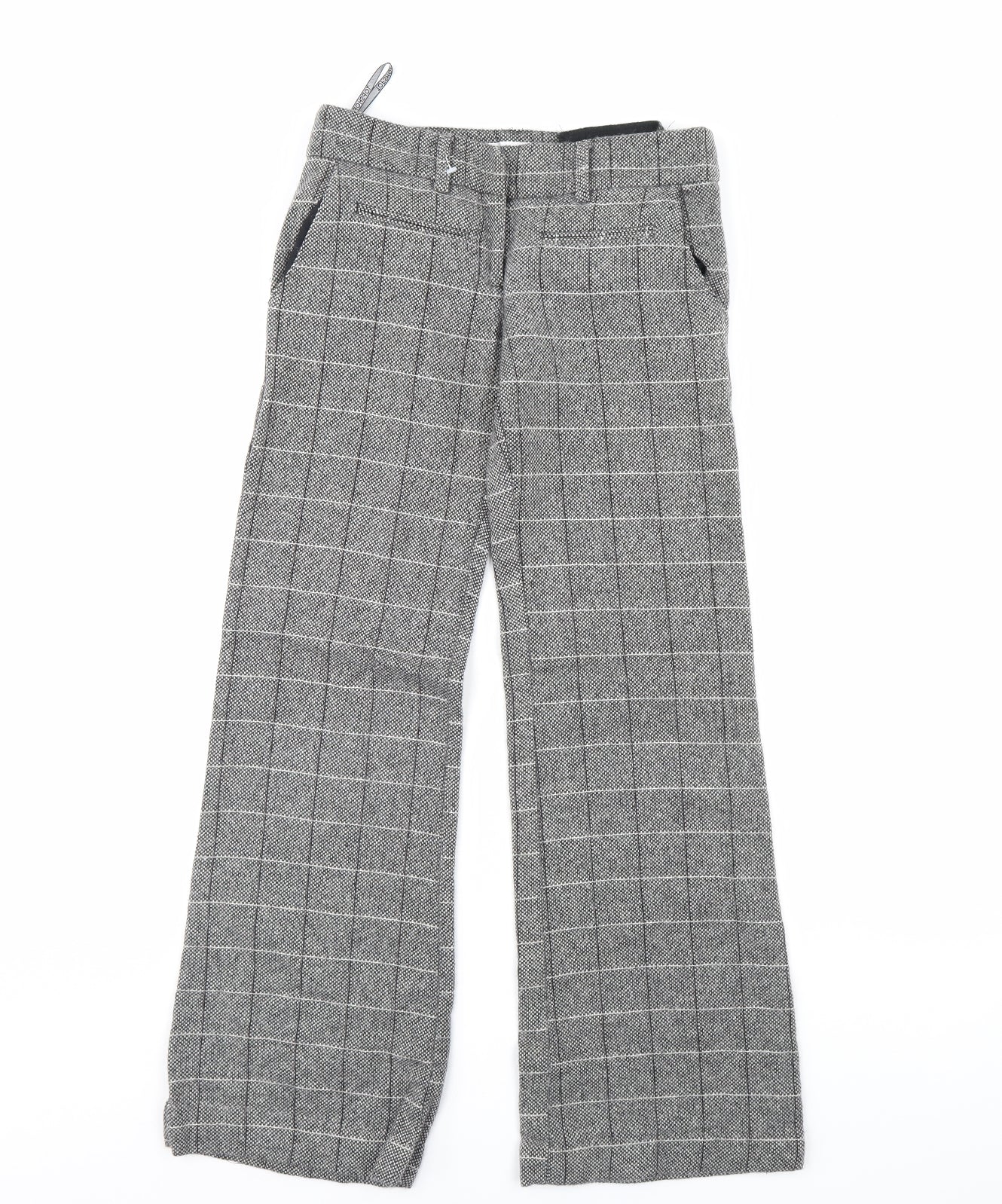 Topshop Womens Grey Plaid  Trousers  Size 6 L30 in