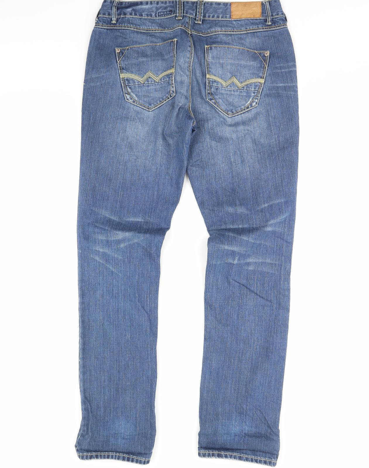 River Island Womens Blue  Denim Straight Jeans Size 14 L32 in