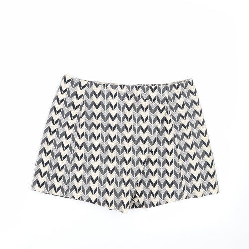 Topshop Womens Grey Geometric  Cut-Off Shorts Size 10