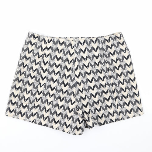 Topshop Womens Grey Geometric  Cut-Off Shorts Size 10