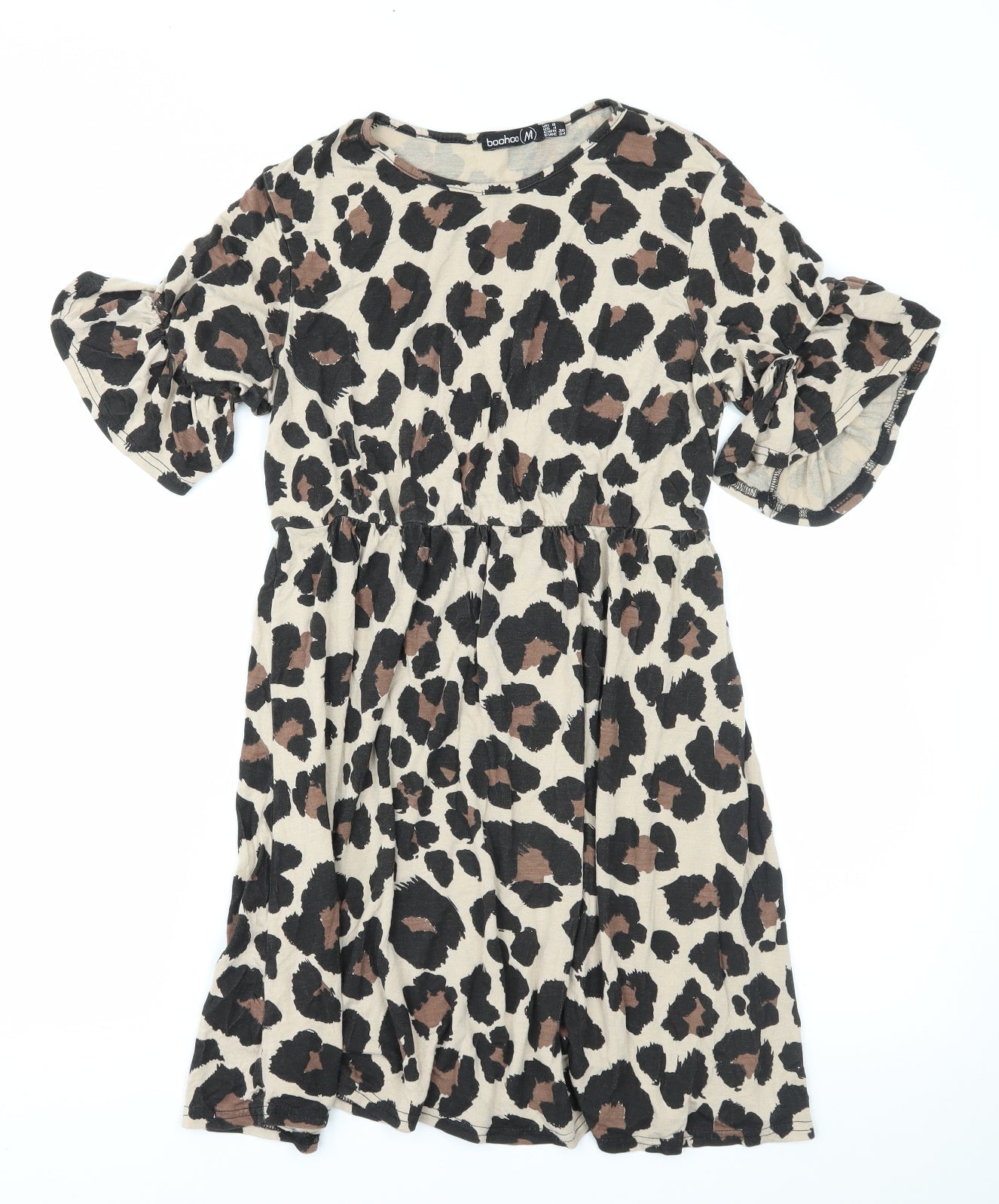Boohoo Womens Brown Animal Print  A-Line  Size 8