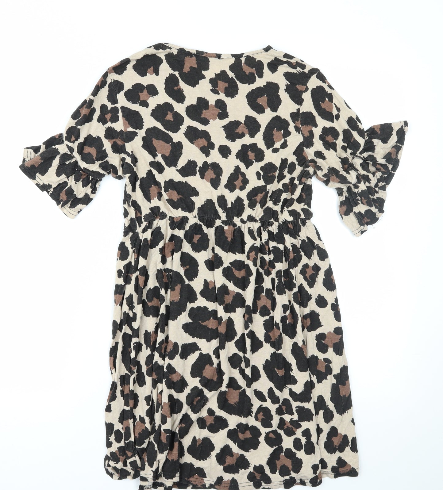 Boohoo Womens Brown Animal Print  A-Line  Size 8