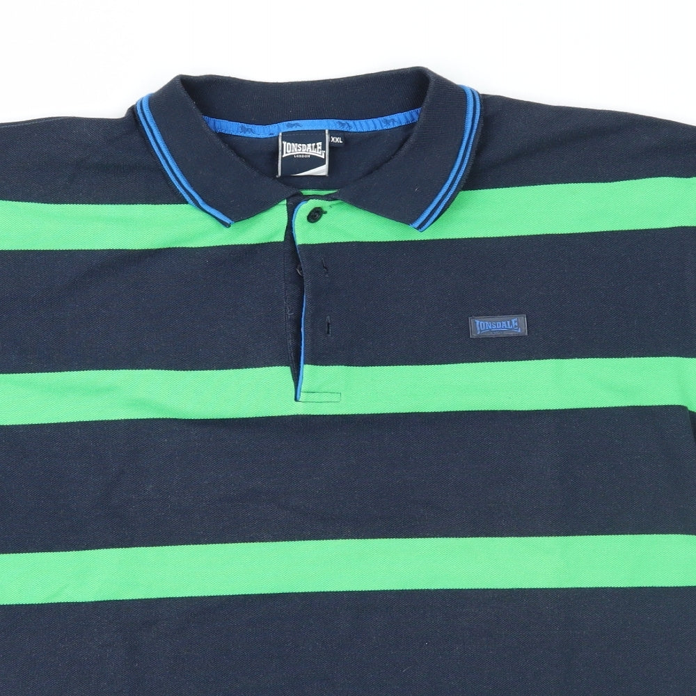 Lonsdals Mens Blue Striped   Polo Size 2XL