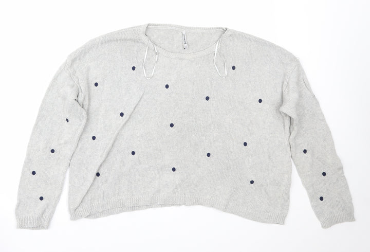 Stradivarius Womens Grey Polka Dot Pullover Jumper Size M