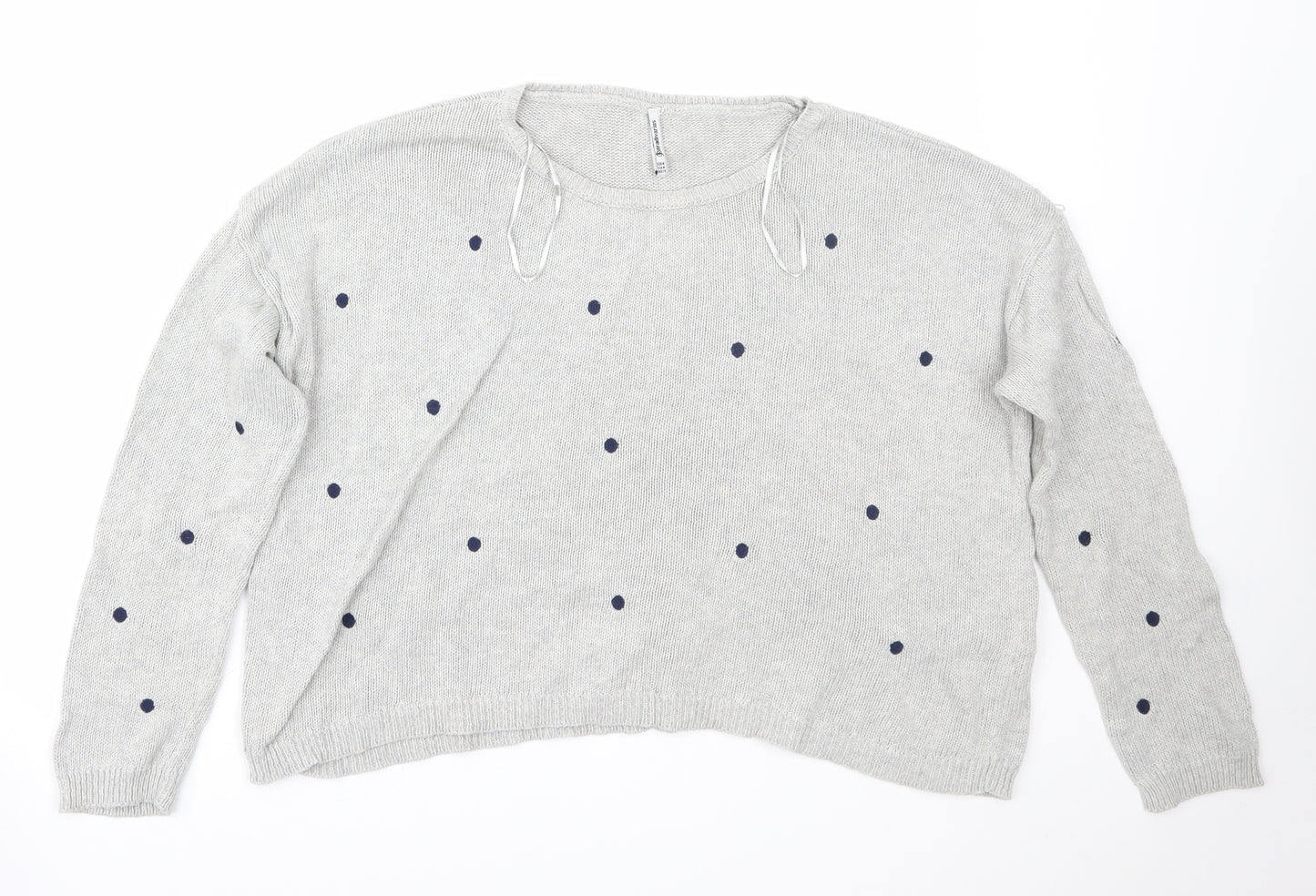 Stradivarius Womens Grey Polka Dot  Pullover Jumper Size M