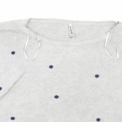 Stradivarius Womens Grey Polka Dot  Pullover Jumper Size M